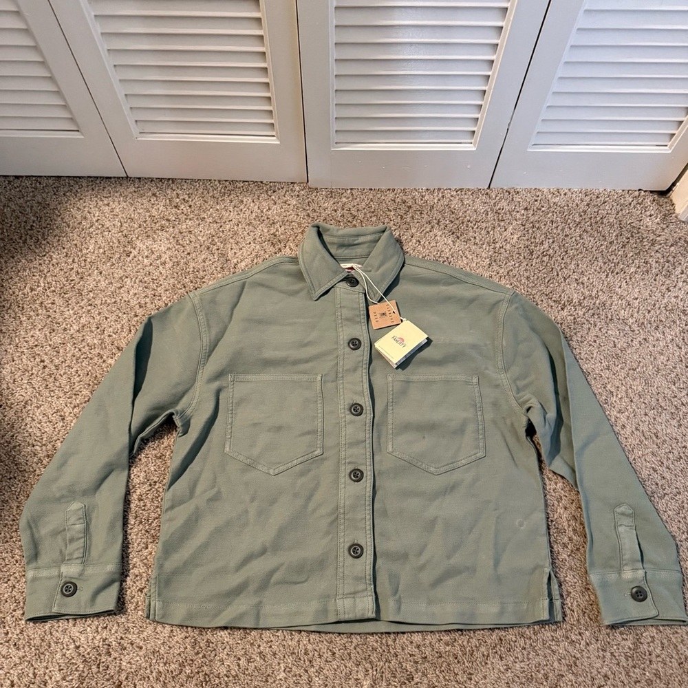 FAHERTY Stretch Terry Overshirt color: green size:XS NWT